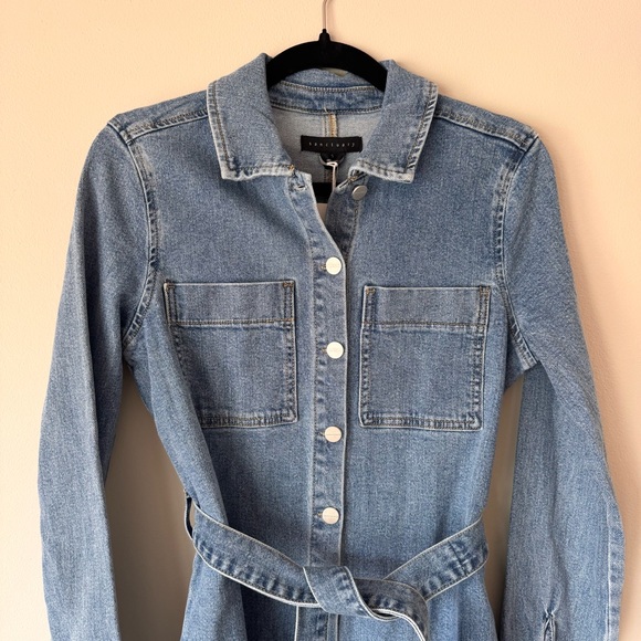 Sanctuary Denim Shirt Dress Belted Button Front Mini Dress Blue Sz S NWT - Picture 4 of 16